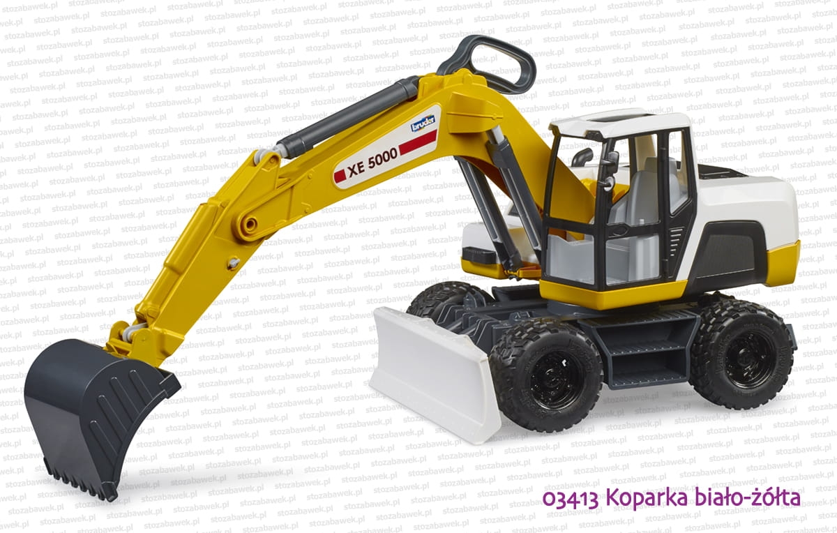 03413 BRUDER Koparka kołowa biało-żółta