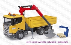 03551 BRUDER Scania Super 560R wywrotka skrzyniowa z dźwigiem i akcesoriami - moduł dźwiękowy 02801 do kupienia osobno