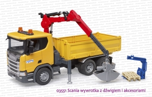 03551 BRUDER Scania Super 560R wywrotka skrzyniowa z dźwigiem i akcesoriami - moduł dźwiękowy 02801 do kupienia osobno