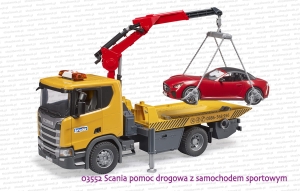 03552 BRUDER Scania Super 560R pomoc drogowa z samochodem sportowym