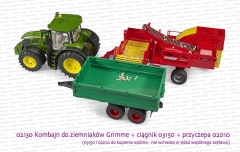 02130 BRUDER Kombajn do ziemniaków Grimme SE 75-30 i ciągnik 03150 John Deere oraz 02010 przyczepa Welger