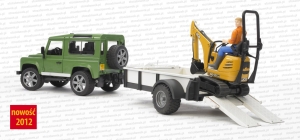 02593 BRUDER Land Rover z przyczepą, koparką JCB i figurką