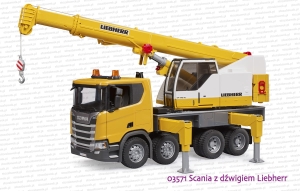 03571 BRUDER Scania Super 560R z dźwigiem Liebherr i sygnalizacją