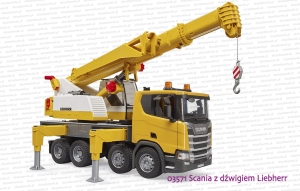 03571 BRUDER Scania Super 560R z dźwigiem Liebherr i sygnalizacją