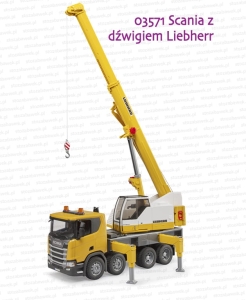03571 BRUDER Scania Super 560R z dźwigiem Liebherr i sygnalizacją