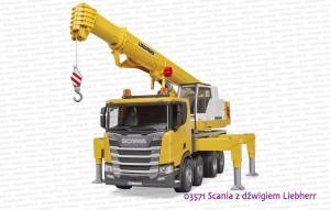 03571 BRUDER Scania Super 560R z dźwigiem Liebherr i sygnalizacją
