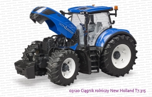 03120 BRUDER Ciągnik rolniczy New Holland T7.315 z otwartą maską