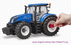 03120 BRUDER Ciągnik rolniczy New Holland T7.315 z kluczem do odkręcania kół