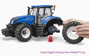 03120 BRUDER Ciągnik rolniczy New Holland T7.315 - zdejmowane koła
