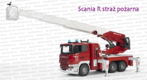 03590 BRUDER Scania R straż pożarna z pompą wodną i modułem dźwiękowym