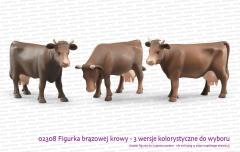 02308 Figurka brązowej krowy w trzech pozach