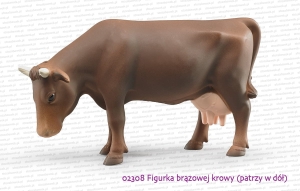 Bruder 02308 Figurka brązowej krowy patrząca w dół