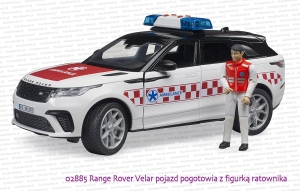 02885 BRUDER Range Rover Velar pojazd pogotowia z figurką ratownika medycznego
