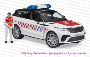 02885 BRUDER Range Rover Velar pojazd pogotowia z figurką ratownika medycznego