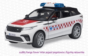 02885 BRUDER Range Rover Velar pojazd pogotowia z figurką ratownika medycznego