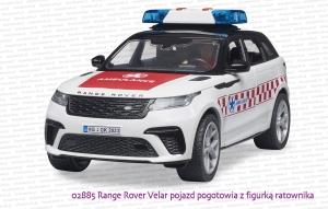 02885 BRUDER Range Rover Velar pojazd pogotowia z figurką ratownika medycznego