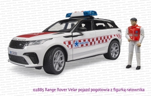 02885 BRUDER Range Rover Velar pojazd pogotowia z figurką ratownika medycznego