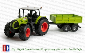 E692 Ciągnik rolniczy Claas Arion 660 RC z przyczepą 4,8V 2,4GHz Double Eagle