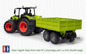 E692 Ciągnik rolniczy Claas Arion 660 RC z przyczepą 4,8V 2,4GHz Double Eagle