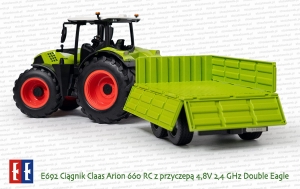 E692 Ciągnik rolniczy Claas Arion 660 RC z przyczepą 4,8V 2,4GHz Double Eagle