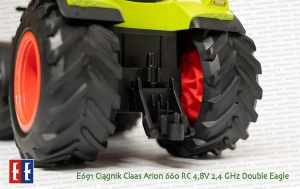 E692 Ciągnik rolniczy Claas Arion 660 RC z przyczepą 4,8V 2,4GHz Double Eagle - hak regulowany na wysokość