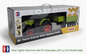E692 Ciągnik rolniczy Claas Arion 660 RC z przyczepą 4,8V 2,4GHz Double Eagle