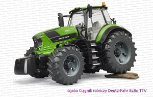 03160 BRUDER Ciągnik rolniczy Deutz-Fahr 8280 TTV - terenowe zawieszenie obu osi