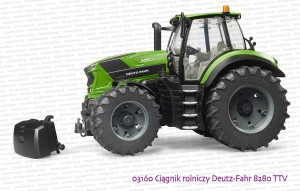 03160 BRUDER Ciągnik rolniczy Deutz-Fahr 8280 TTV - demontowalny przedni obciążnik