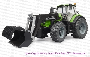 03161 BRUDER Ciągnik rolniczy Deutz-Fahr 8280 TTV z ładowaczem czołowym