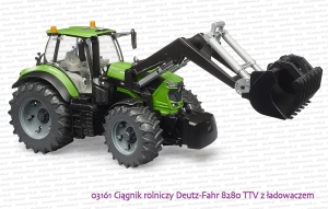 03161 BRUDER Ciągnik rolniczy Deutz-Fahr 8280 TTV z ładowaczem czołowym