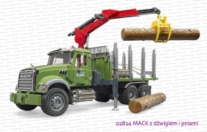 02824 BRUDER MACK z dźwigiem i pniami