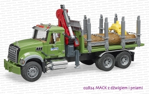02824 BRUDER MACK z dźwigiem i pniami
