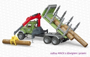 02824 BRUDER MACK z dźwigiem i pniami