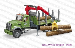 02824 BRUDER MACK z dźwigiem i pniami