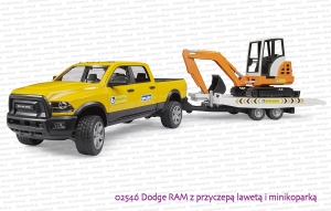 02546 BRUDER Dodge RAM z lawetą i minikoparką