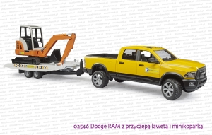 02546 BRUDER Dodge RAM z lawetą i minikoparką