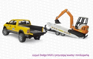 02546 BRUDER Dodge RAM z lawetą i minikoparką