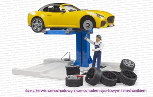 62112 Serwis samochodowy z samochodem sportowym i mechanikiem