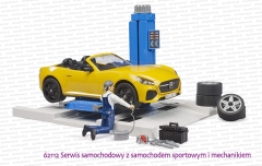 62112 Serwis samochodowy z samochodem sportowym i mechanikiem