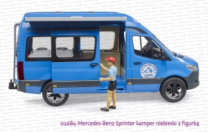 02684 BRUDER Mercedes-Benz Sprinter kamper niebieski z kierowcą - odsuwane drzwi boczne