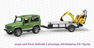 02593 BRUDER Land Rover z przyczepą, koparką JCB i figurką