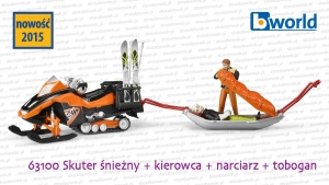 63100 Skuter śnieżny + kierowca + narciarz w środku toboganu 