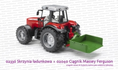 Bruder 02336 Skrzynia ładunkowa do ciągnika oraz 02040 Ciągnik rolniczy Massey Ferguson (oba produkty do kupienia tylko osobno)