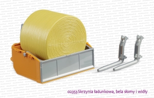 02353 BRUDER Skrzynia ładunkowa, bela słomy i widły