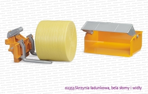02353 BRUDER Skrzynia ładunkowa, bela słomy i widły