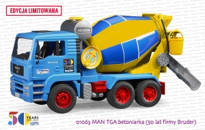 01063 BRUDER MAN TGA betoniarka (50 lat firmy Bruder) - Edycja specjalna