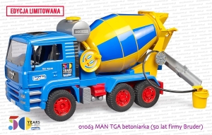 01063 BRUDER MAN TGA betoniarka (50 lat firmy Bruder) - Edycja specjalna