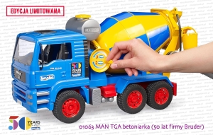 01063 BRUDER MAN TGA betoniarka (50 lat firmy Bruder) - Edycja specjalna