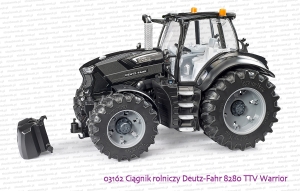03162 BRUDER Ciągnik rolniczy Deutz-Fahr 8280 TTV Warrior ze zdjętym obciążnikeim