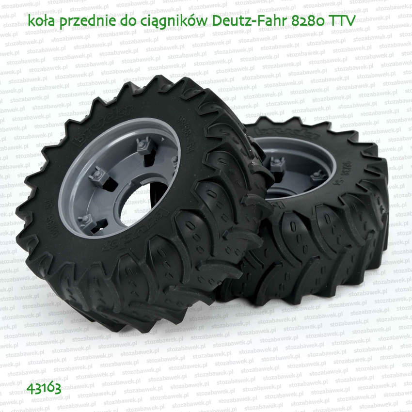 43163 BRUDER Koła przednie odkręcane do ciągników Deutz-Fahr 8280 TTV